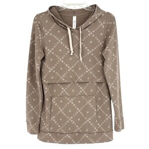 Latched Mama Nursing Hoodie Small Brown Geometric Cozy Functional Mom Wear